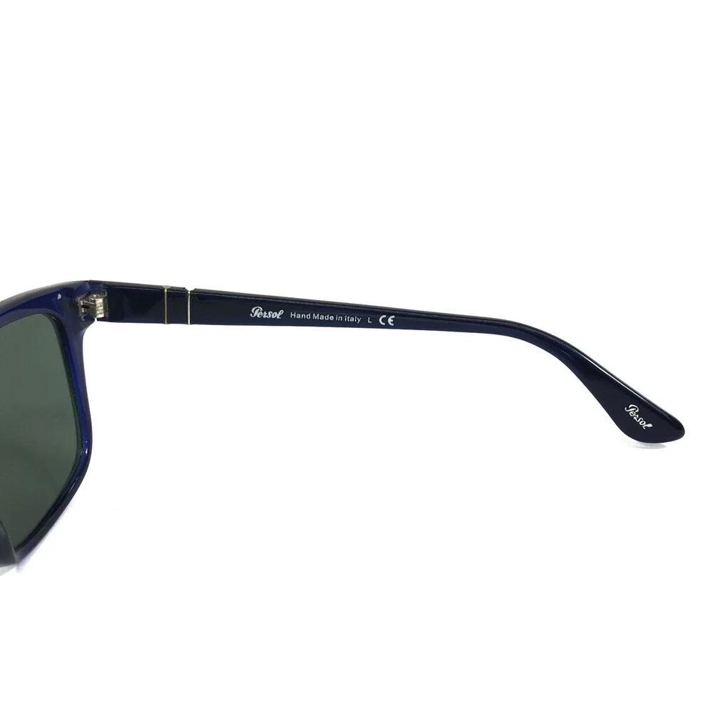 Persol Sunglasses 3135-S 181/31 Polished Blue Rectangle Frames with Green Lenses
